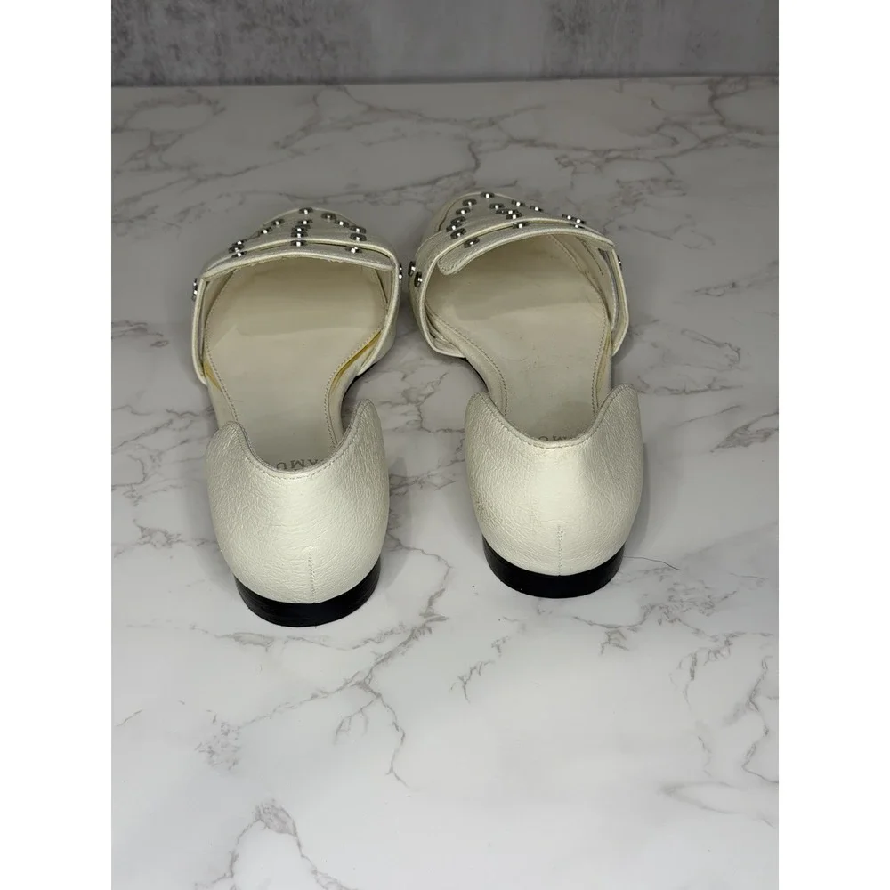 Vince Camuto Cream Leather Perforated Backless Loafers